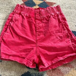 Skies Are Blue High Waist Buttoned Pink Shorts